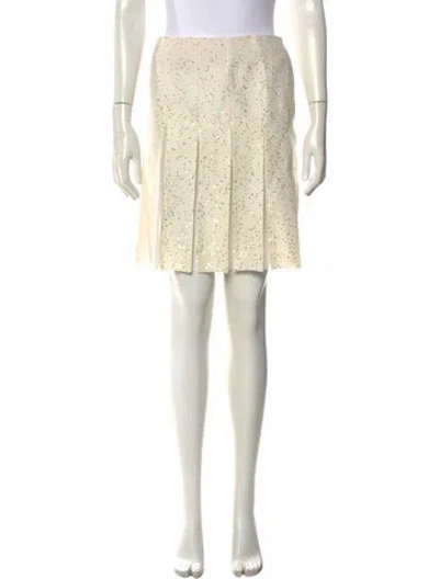 Pre-owned Oscar De La Renta Wool Mini Skirt In Neutral