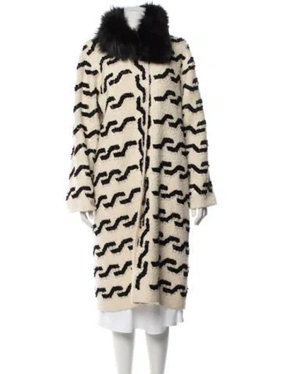 Pre-owned Oscar De La Renta Wool Patterned Coat In Neutrals