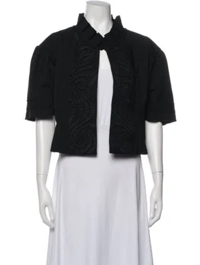 Pre-owned Oscar De La Renta Wool Patterned Evening Jacket In Black