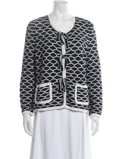 Pre-owned Oscar De La Renta Wool Patterned Jacket In Blue