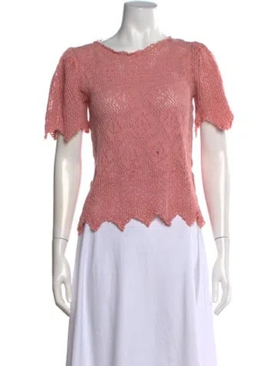 Pre-owned Oscar De La Renta Wool Patterned Sweater In Pink