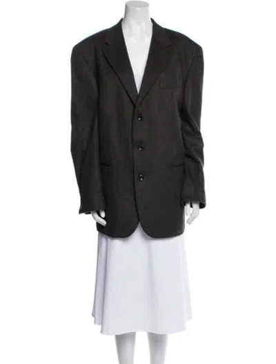 Pre-owned Oscar De La Renta Wool Peacoat In Gray