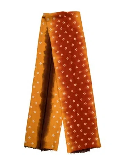 Pre-owned Oscar De La Renta Wool Printed Scarf In Brown