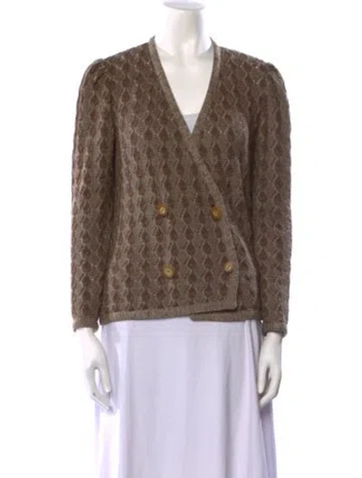 Pre-owned Oscar De La Renta Wool Printed Sweater In Brown