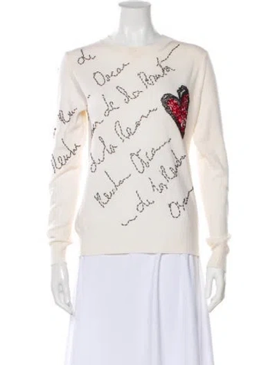 Pre-owned Oscar De La Renta Wool Printed Sweater In Neutral
