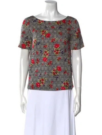 Pre-owned Oscar De La Renta Wool Printed T-shirt In Black