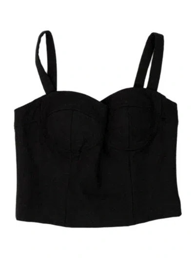 Pre-owned Oscar De La Renta Wool Scoop Neck Sports Bra In Black