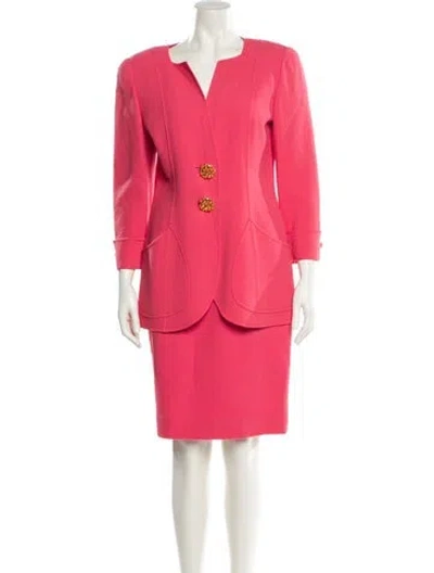 Pre-owned Oscar De La Renta Wool Skirt Set In Pink