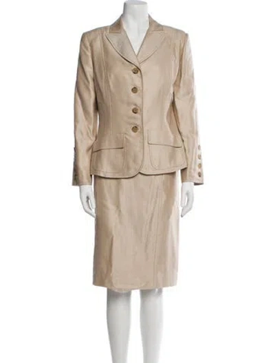 Pre-owned Oscar De La Renta Wool Skirt Suit In Neutral