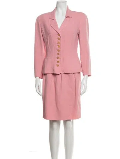 Pre-owned Oscar De La Renta Wool Skirt Suit In Pink