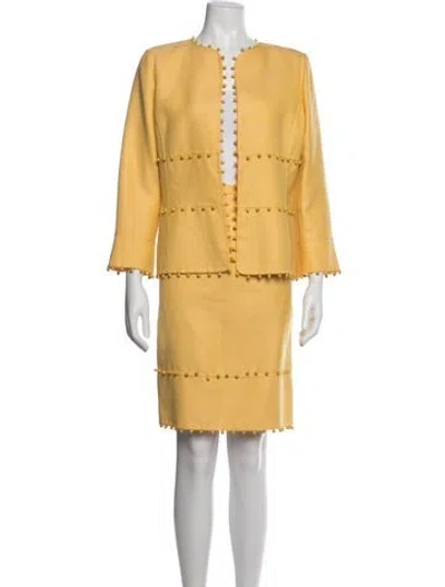 Pre-owned Oscar De La Renta Wool Skirt Suit In Yellow