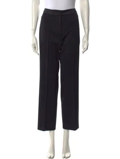 Pre-owned Oscar De La Renta Wool Straight Leg Pants In Black