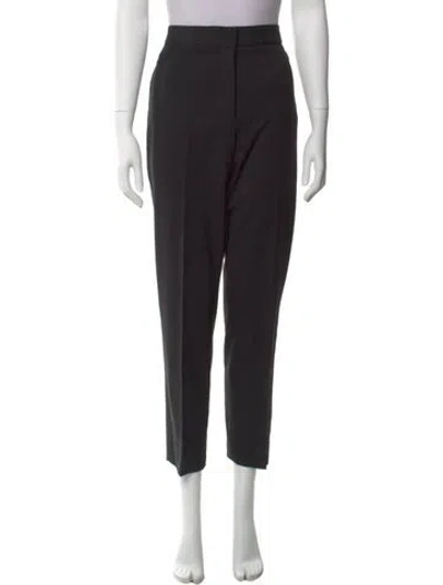 Pre-owned Oscar De La Renta Wool Straight Leg Pants In Black