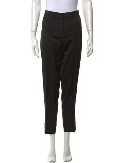 Pre-owned Oscar De La Renta Wool Straight Leg Pants In Black