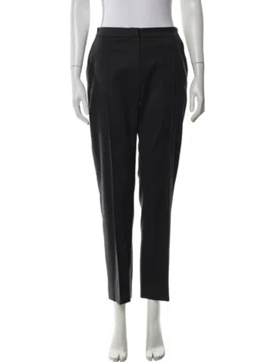 Pre-owned Oscar De La Renta Wool Straight Leg Pants In Black