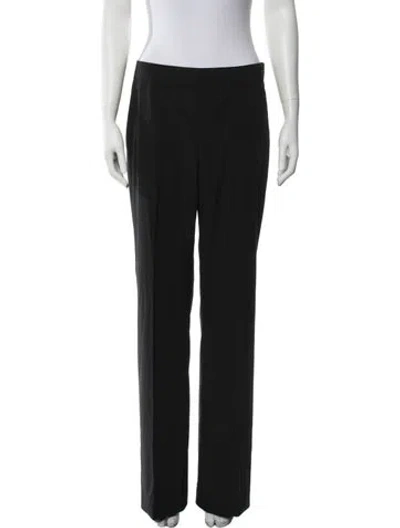 Pre-owned Oscar De La Renta Wool Straight Leg Pants In Black