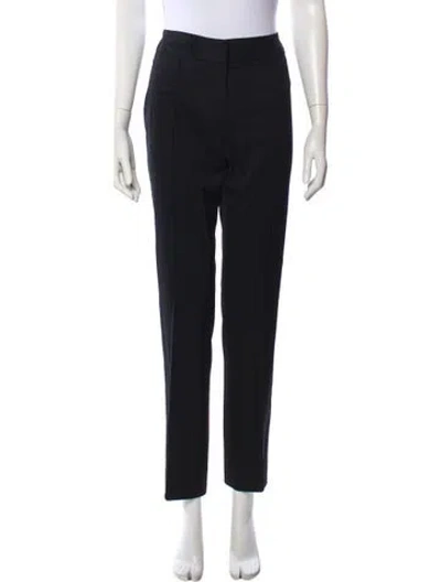 Pre-owned Oscar De La Renta Wool Straight Leg Pants In Blue