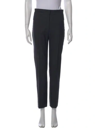 Pre-owned Oscar De La Renta Wool Straight Leg Pants In Blue
