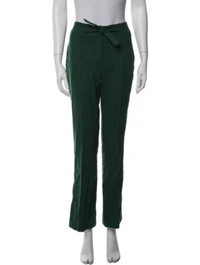 Pre-owned Oscar De La Renta Wool Straight Leg Pants In Green