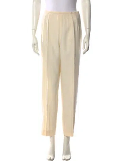 Pre-owned Oscar De La Renta Wool Straight Leg Pants In Neutral