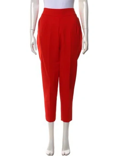 Pre-owned Oscar De La Renta Wool Straight Leg Pants In Orange