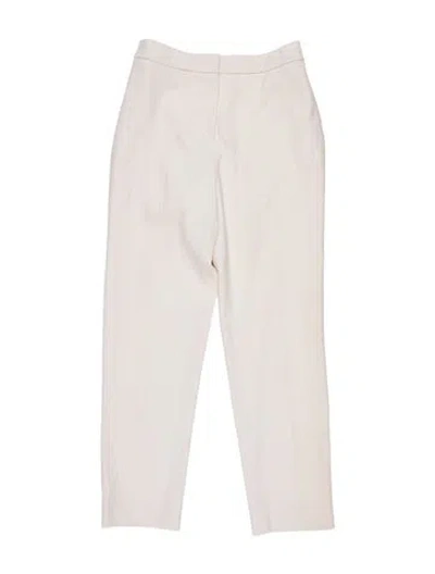 Pre-owned Oscar De La Renta Wool Straight Leg Pants In White