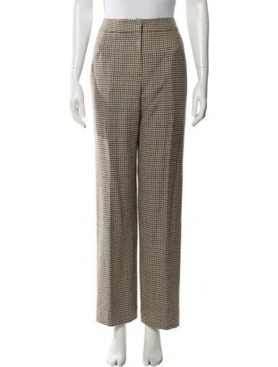 Pre-owned Oscar De La Renta Wool Straight Leg Pants In Yellow