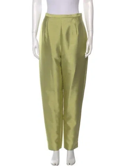 Pre-owned Oscar De La Renta Wool Straight Leg Pants In Yellow