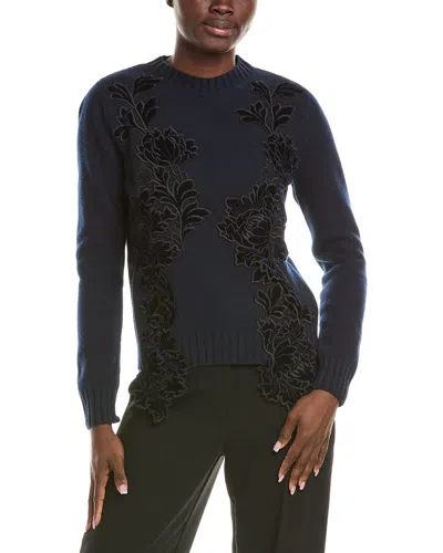 Oscar De La Renta Wool Sweater In Blue