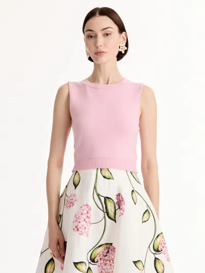 Oscar De La Renta Knit Virgin-wool Top In Pink