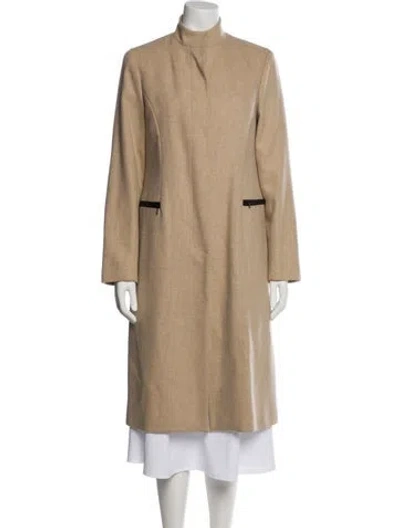 Pre-owned Oscar De La Renta Wool Trench Coat In Neutral