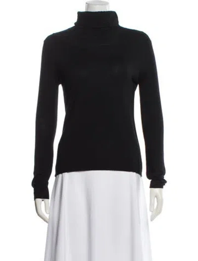 Pre-owned Oscar De La Renta Wool Turtleneck Top In Black