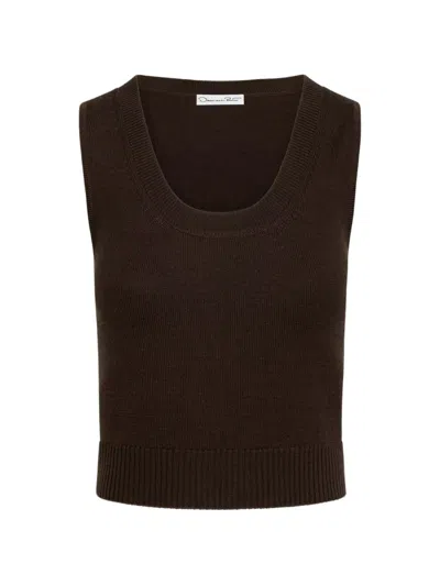 Oscar De La Renta Wool Twin Set Tank In Black