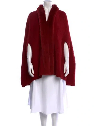 Pre-owned Oscar De La Renta Wool V-neck Sweater In Red
