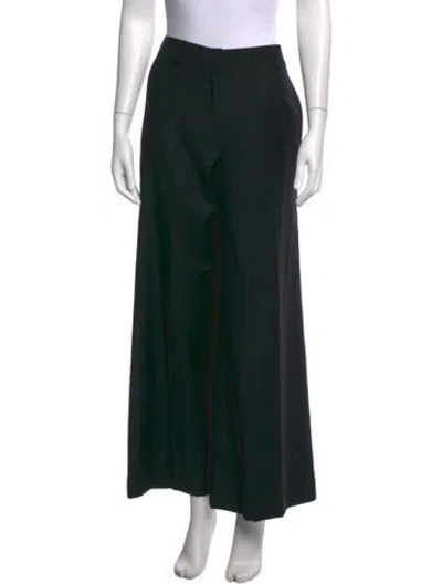 Pre-owned Oscar De La Renta Wool Wide Leg Pants In Black