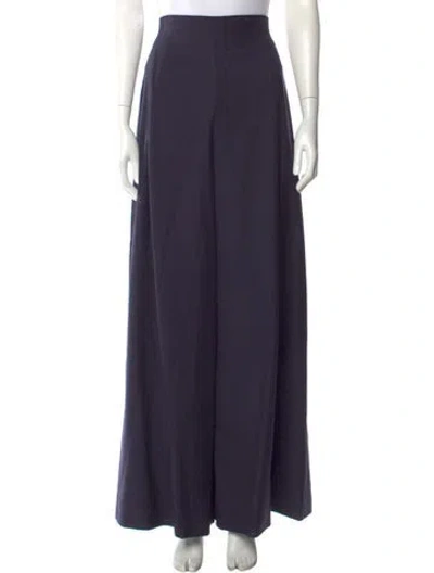 Pre-owned Oscar De La Renta Wool Wide Leg Pants In Blue