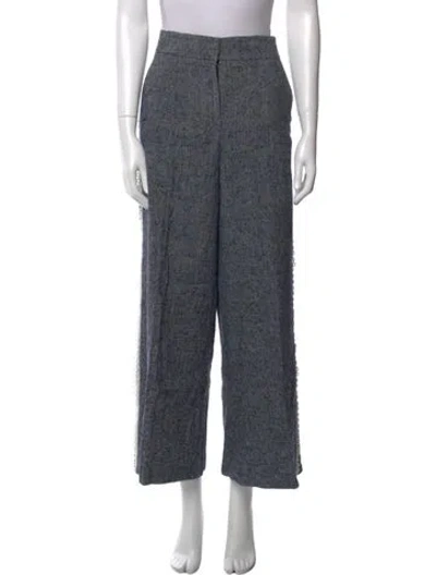 Pre-owned Oscar De La Renta Wool Wide Leg Pants In Gray
