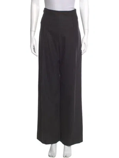 Pre-owned Oscar De La Renta Wool Wide Leg Pants In Gray