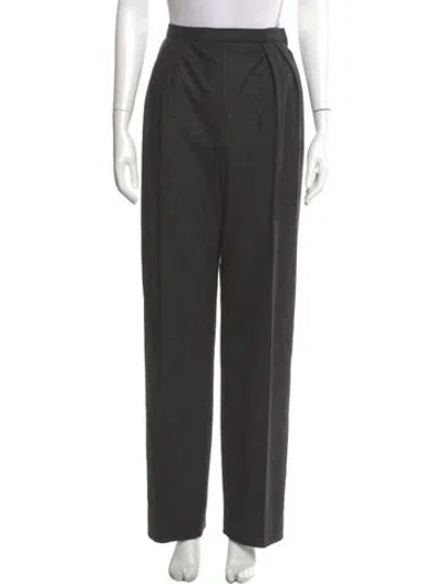 Pre-owned Oscar De La Renta Wool Wide Leg Pants In Gray