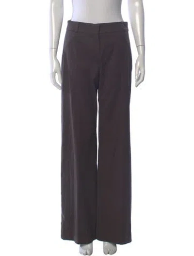 Pre-owned Oscar De La Renta Wool Wide Leg Pants In Gray