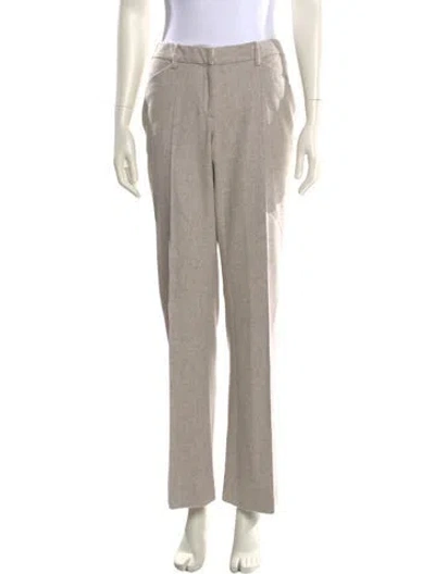 Pre-owned Oscar De La Renta Wool Wide Leg Pants In Neutral