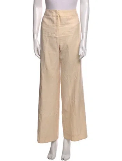 Pre-owned Oscar De La Renta Wool Wide Leg Pants In Neutral