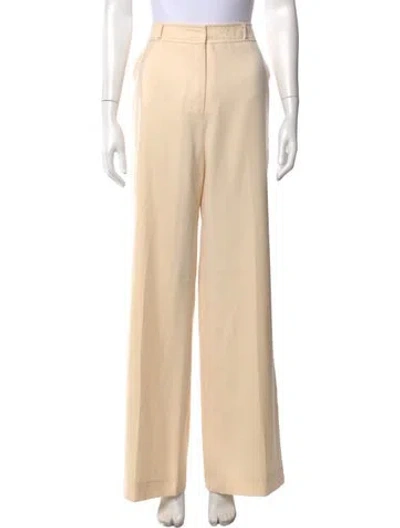 Pre-owned Oscar De La Renta Wool Wide Leg Pants In Neutrals