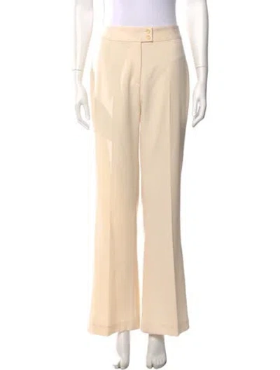 Pre-owned Oscar De La Renta Wool Wide Leg Pants In Yellow