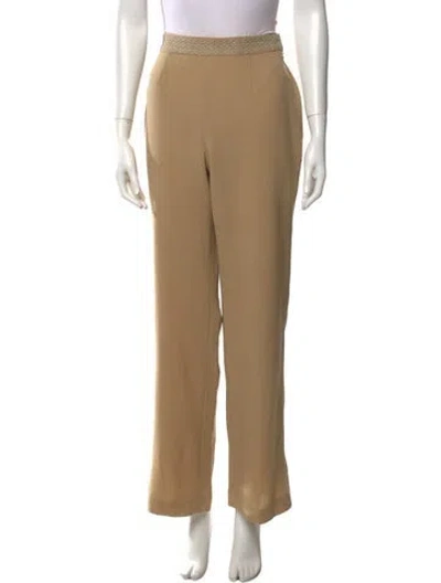 Pre-owned Oscar De La Renta Wool Wide Leg Pants In Yellow