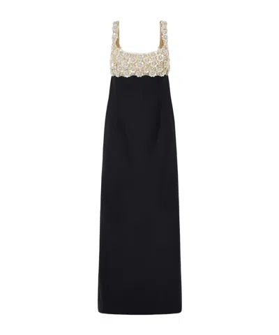 Oscar De La Renta Wool-blend And Embellished Tulle Gown In Multi