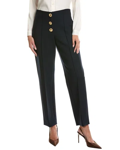 Oscar De La Renta Wool-blend Button Detail Pant In Black