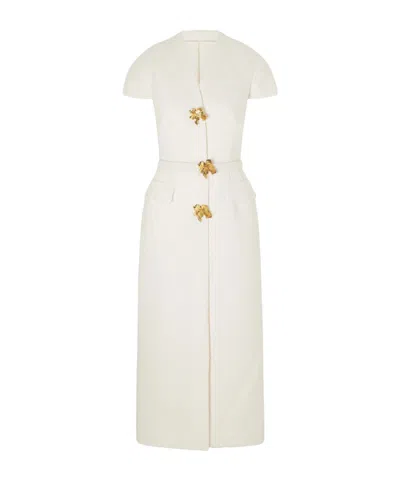 Oscar De La Renta Wool-blend Tweed Midi Dress In White