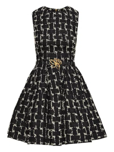 Oscar De La Renta Woven Jacquard Mini Dress In Blue