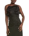 Oscar De La Renta Woven Silk-blend Blouse In Black